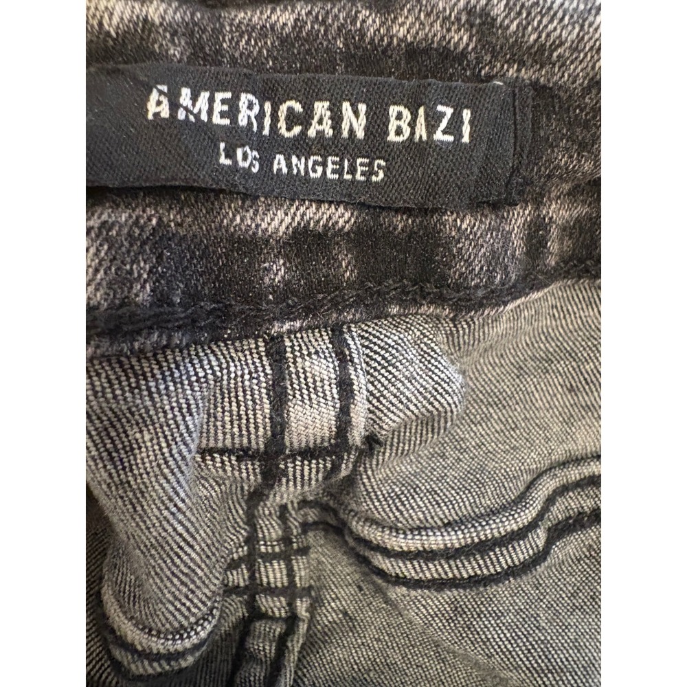 American Bazi Grey Acid Wash Cargo Jeans Wide Leg High Rise RJH-9254 Womens M - Picture 4 of 5